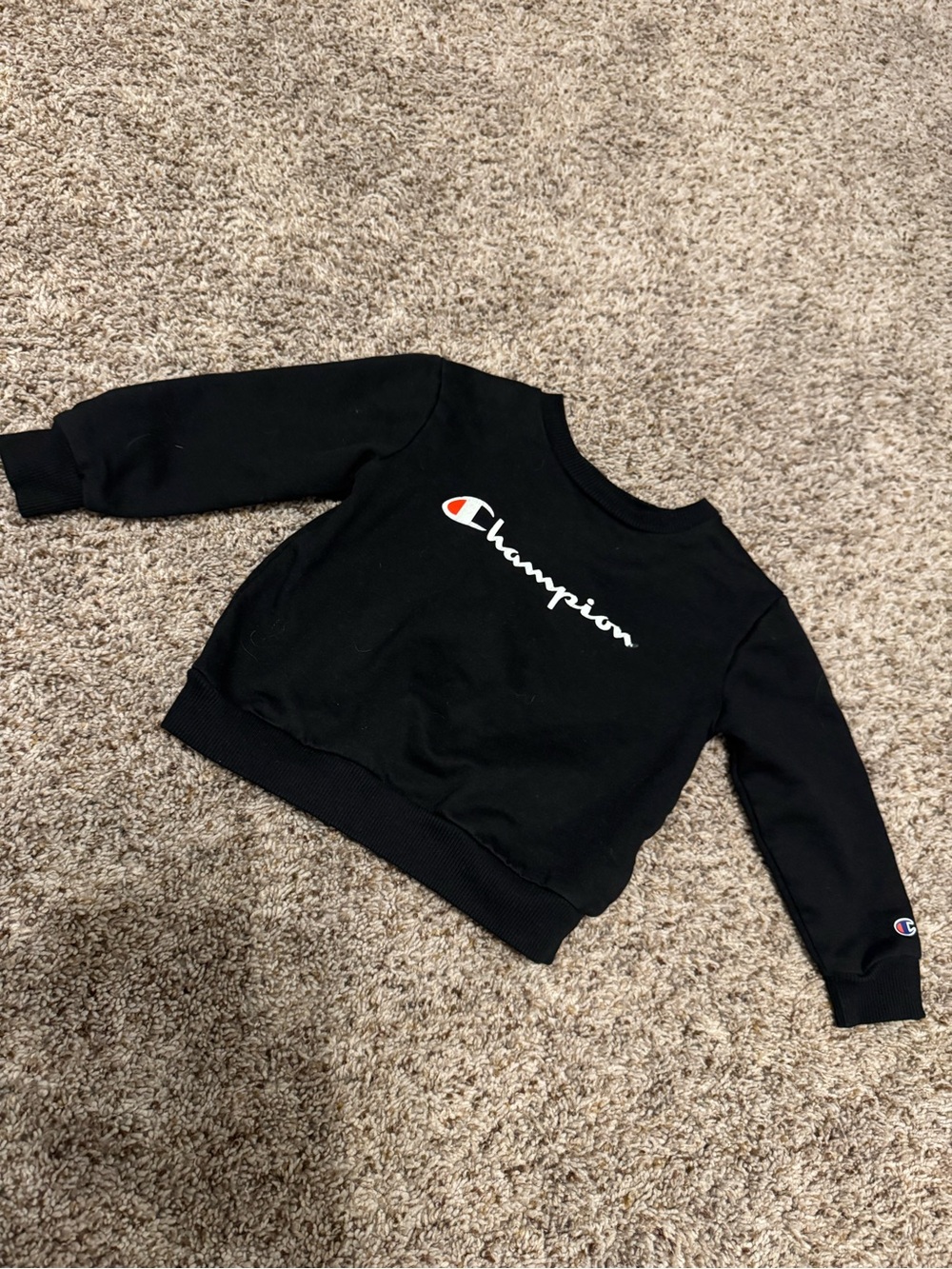 Champion Black Crewneck with White Script Logo